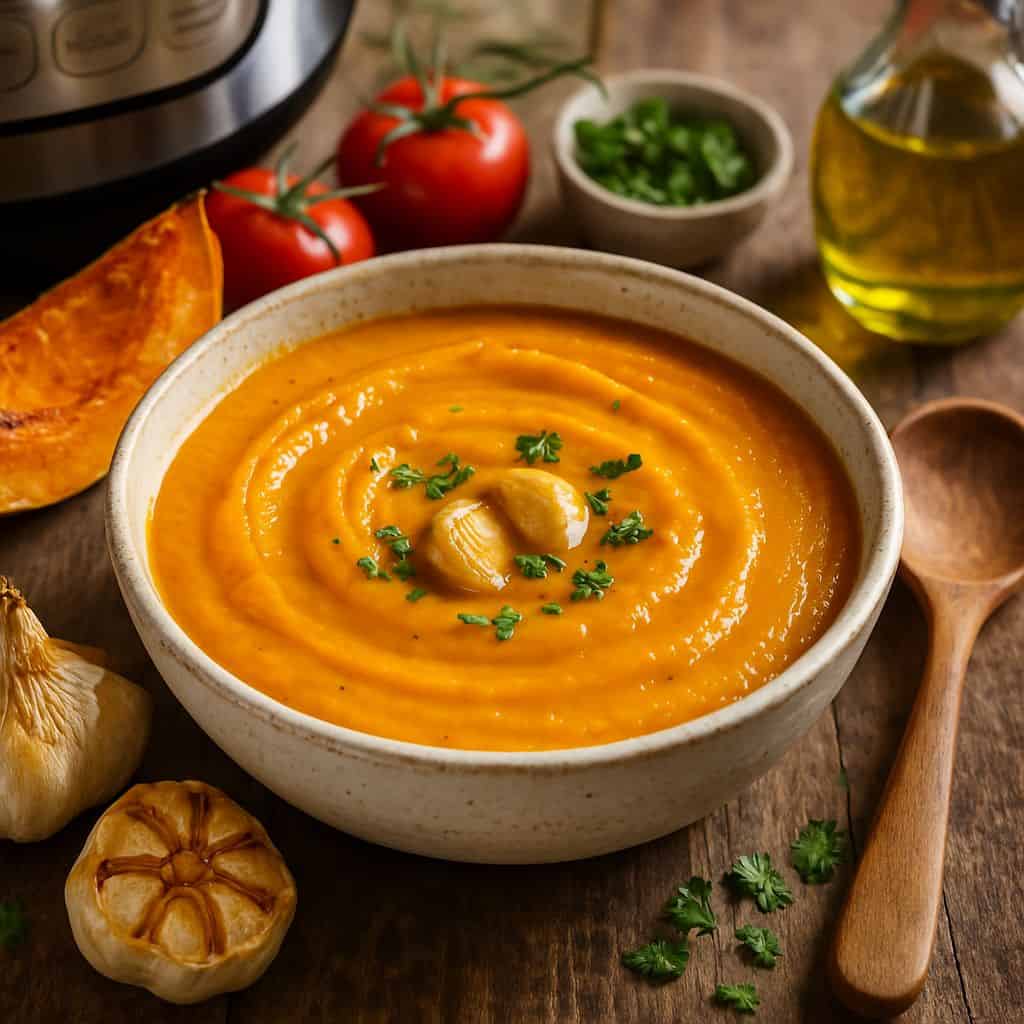 Instant Pot geroosterde pompoen en knoflooksoep