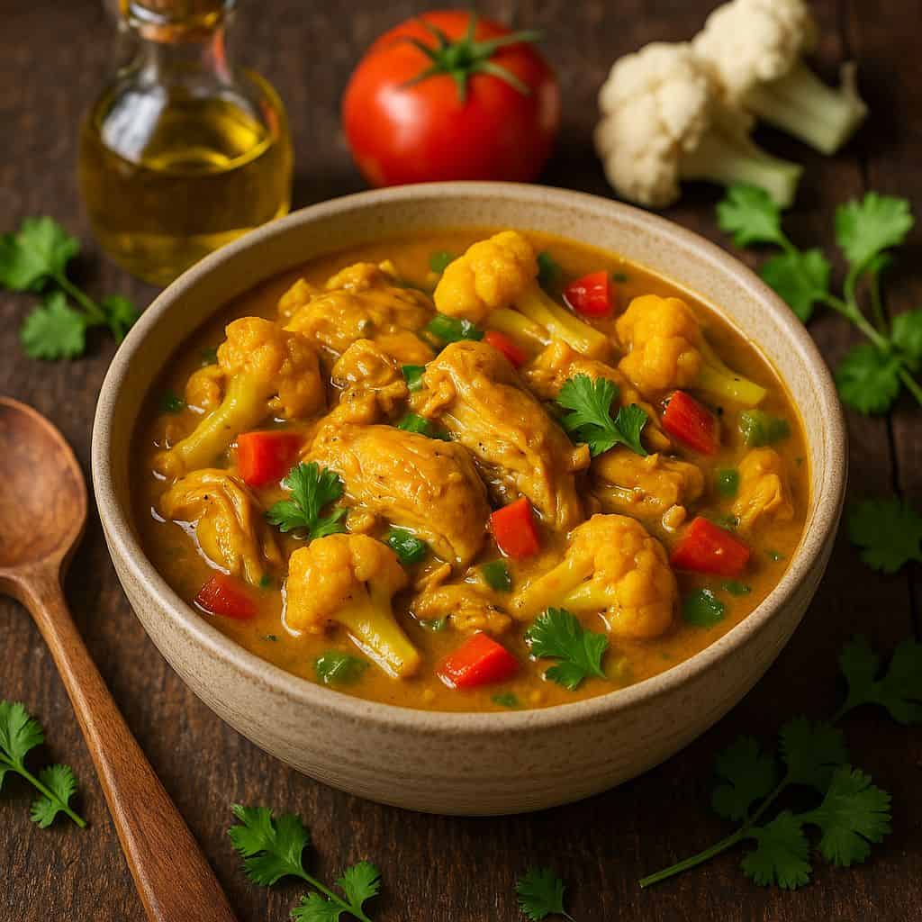 Instant Pot kippenstoof met curry en bloemkool