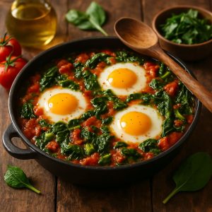 Instant Pot shakshuka met spinazie