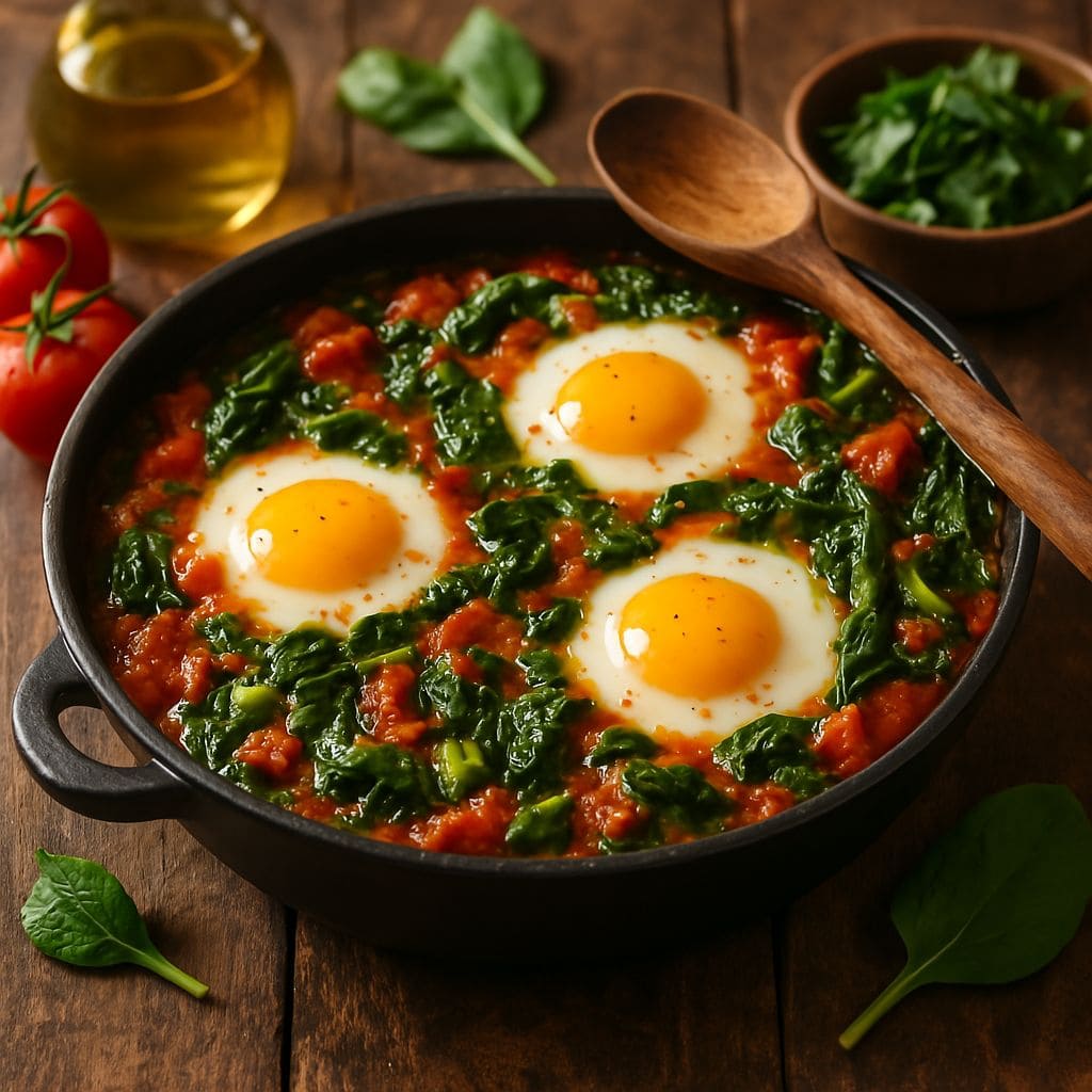 Instant Pot shakshuka met spinazie