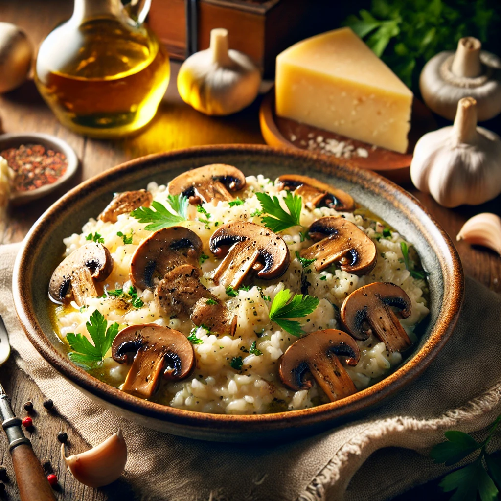 Italiaanse risotto met champignons en knoflook