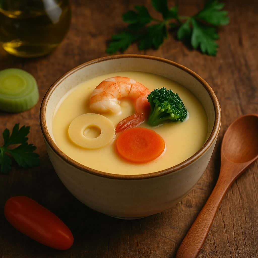 Japanse chawanmushi (gestoomde eiercustard)