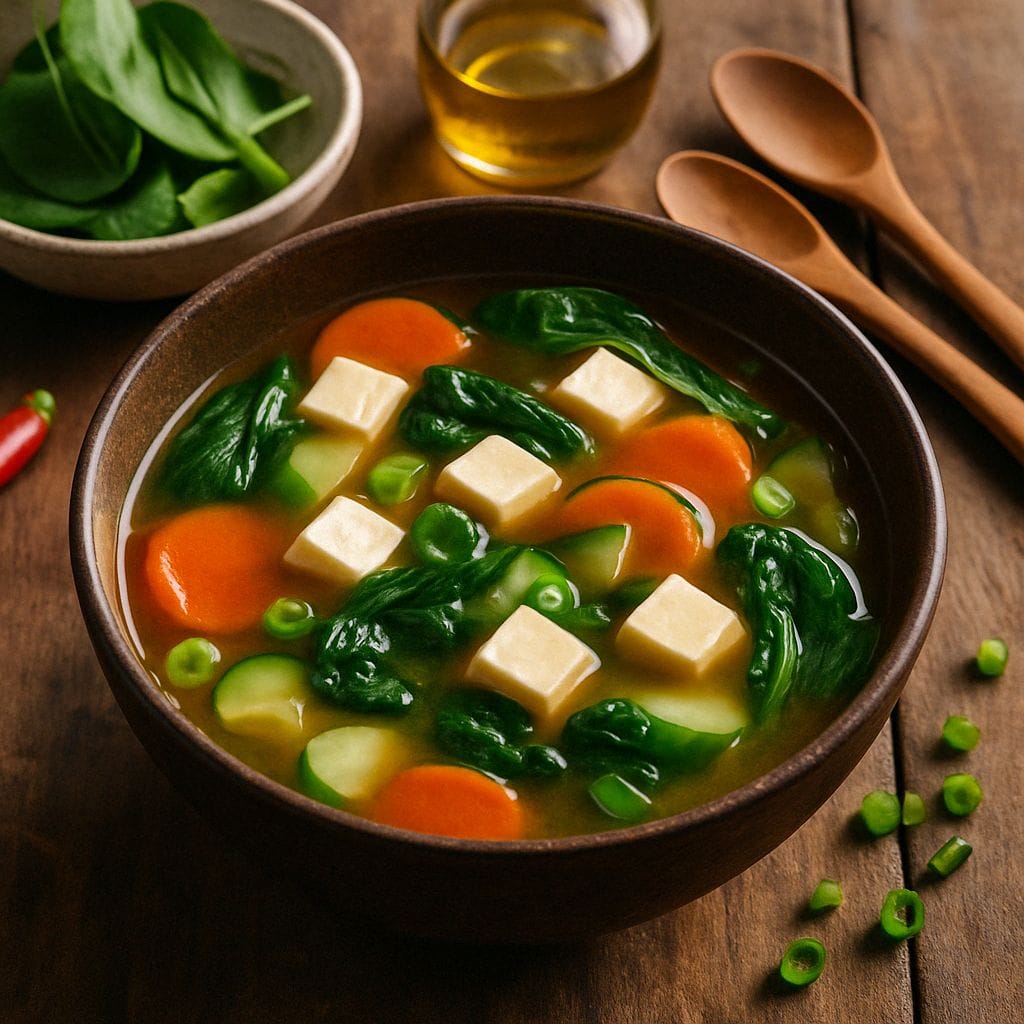 Japanse misosoep met tofu en groenten