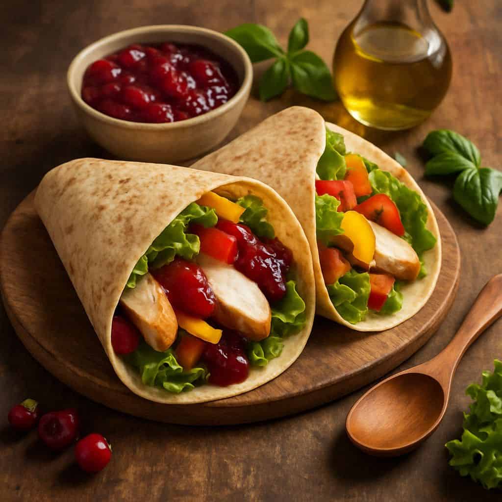 Kalkoen wrap met cranberrysaus