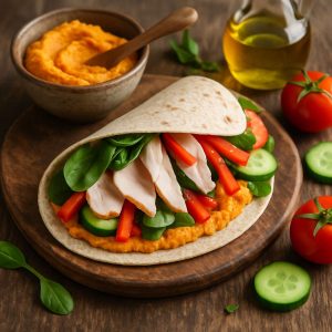 Kalkoen wrap met groentespread