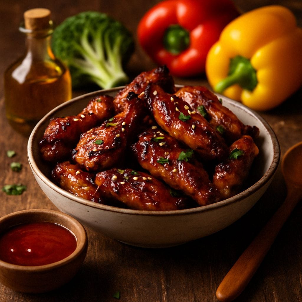 Kamado chicken wings met honing-sojasaus