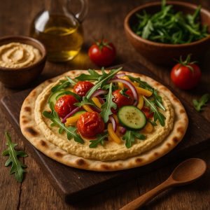Kamado flatbread met hummus