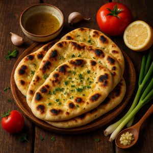 Kamado naanbrood met knoflook