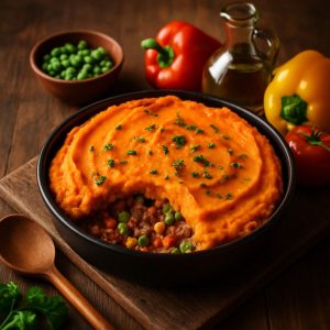 Kamado shepherd's pie met zoete aardappel