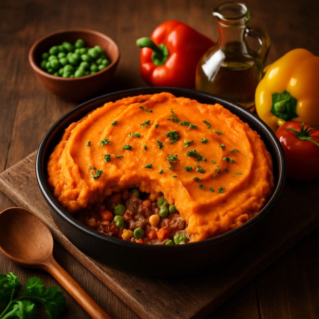 Kamado shepherd's pie met zoete aardappel