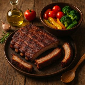 Kamado spareribs met dry rub