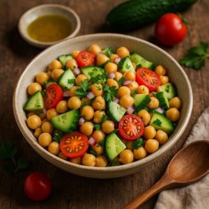 Kikkererwten salade met komkommer