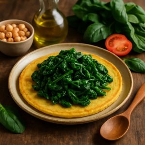 Kikkererwtenpannenkoek met spinazie