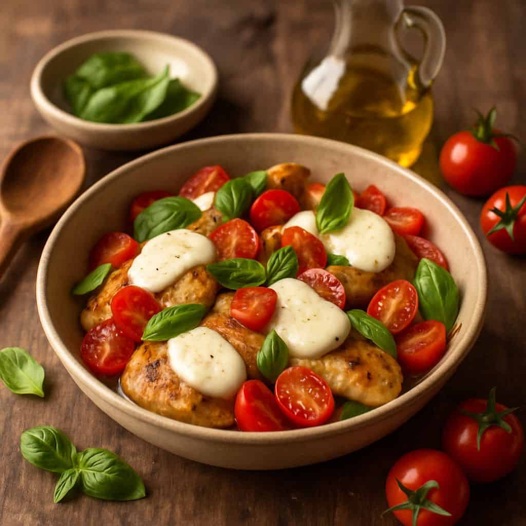 Kip caprese met mozzarella light