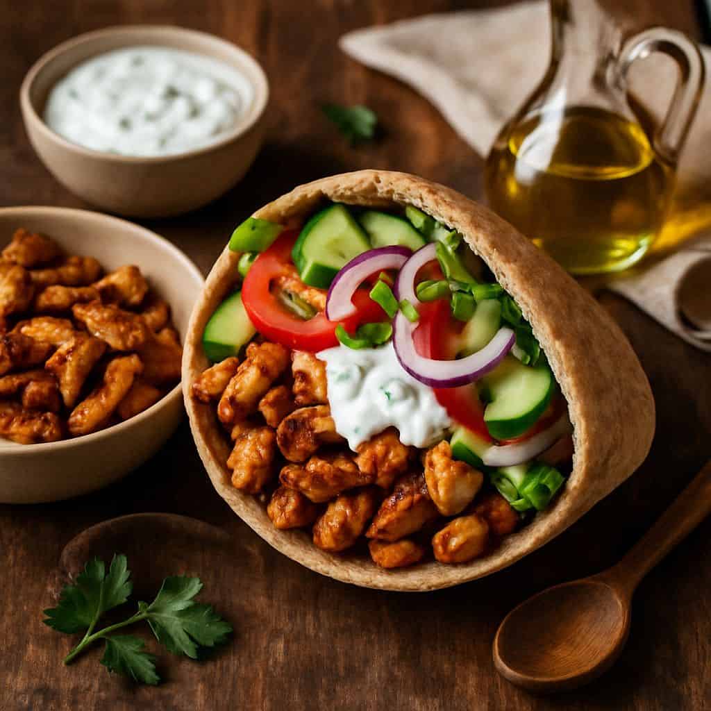 Kip gyros met volkoren pita