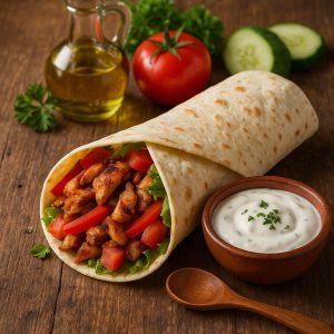 Kip shawarma wrap met knoflooksaus