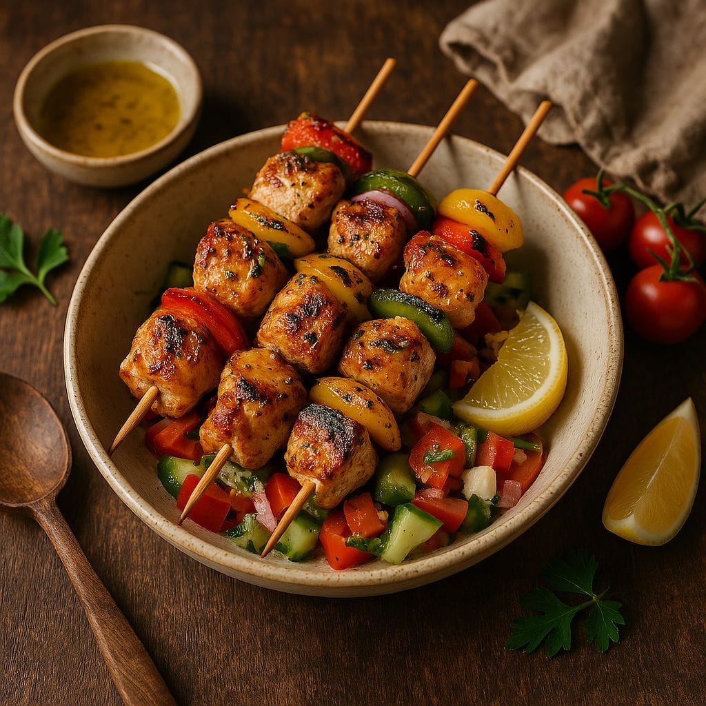 Kip souvlaki van de Green Egg