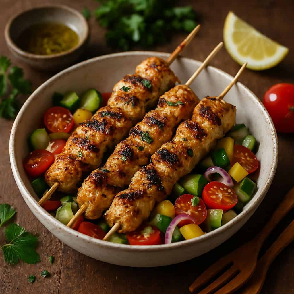 Kip souvlaki van de grillpan