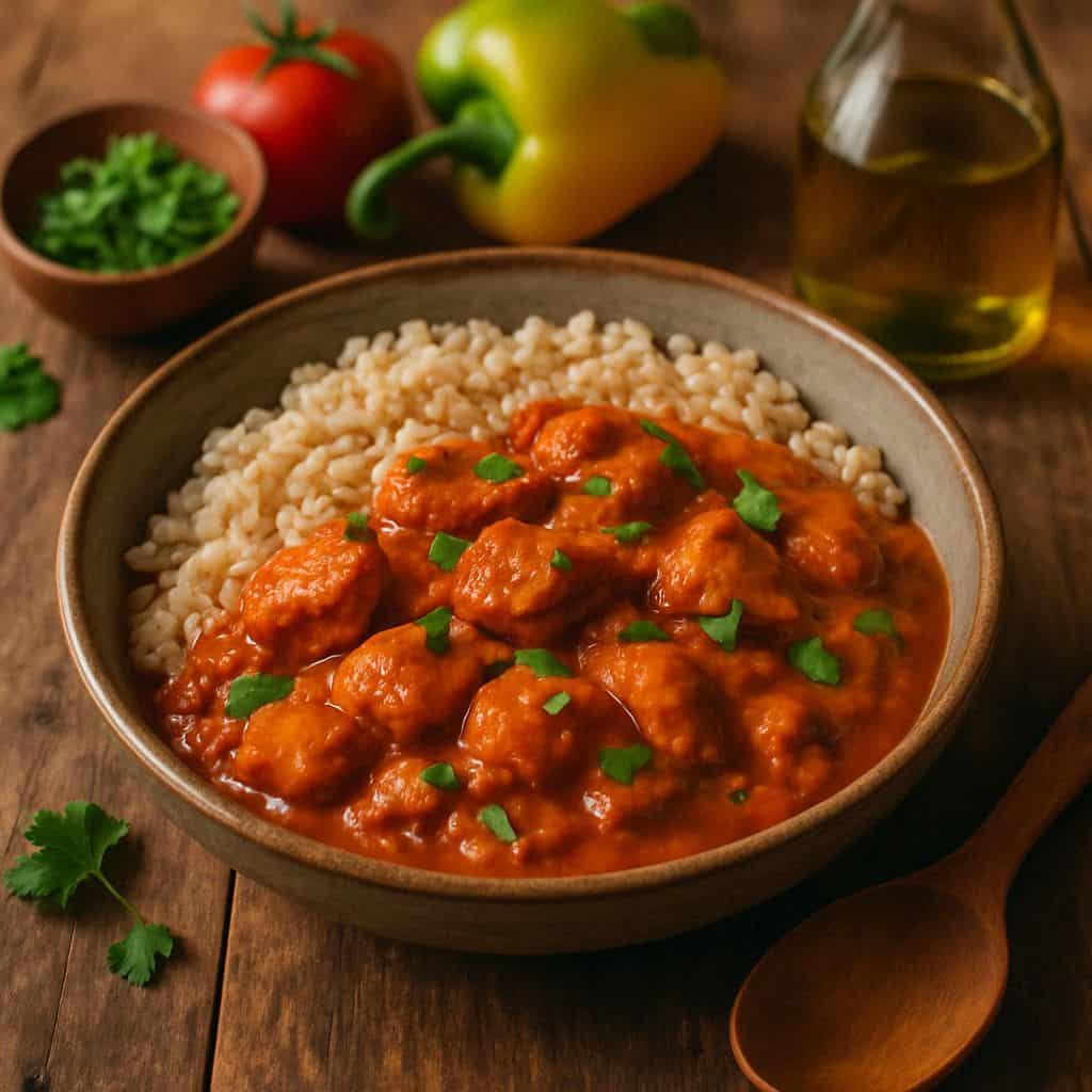 Kip tikka masala met zilvervliesrijst