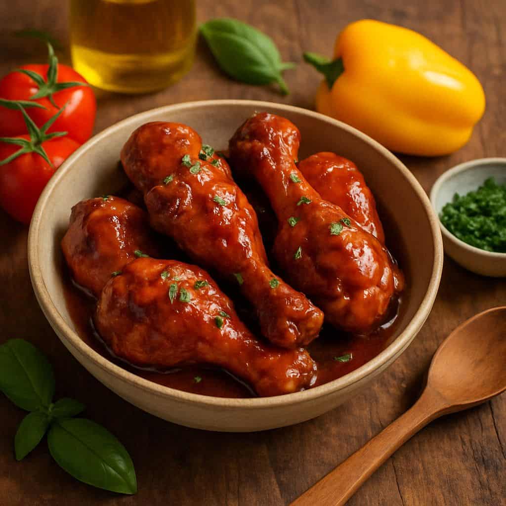 Kipdrumsticks in barbecuesaus