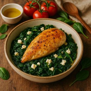 Kipfilet met spinazie en feta
