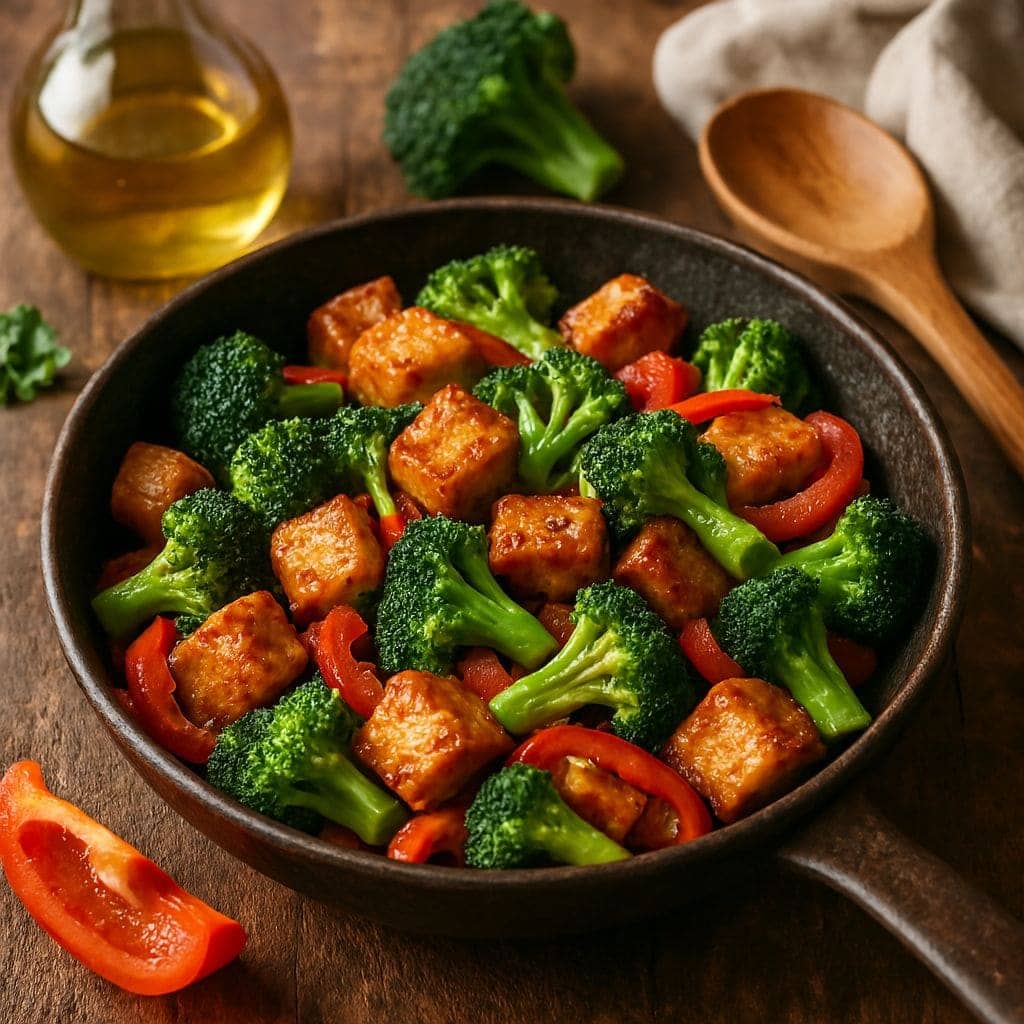 Knapperige tofu wok met broccoli