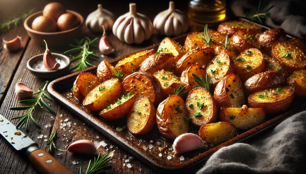 Knoflookaardappeltjes uit de oven (zonder zout)
