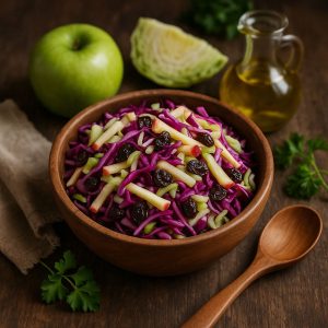 Koolsalade met appel en rozijnen