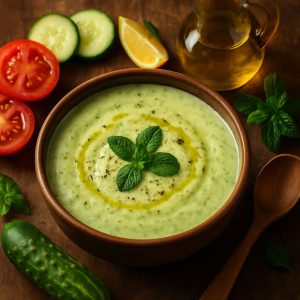 Koude komkommersoep met munt