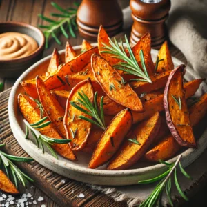Krokante Zoete Aardappelpartjes met Rozemarijn