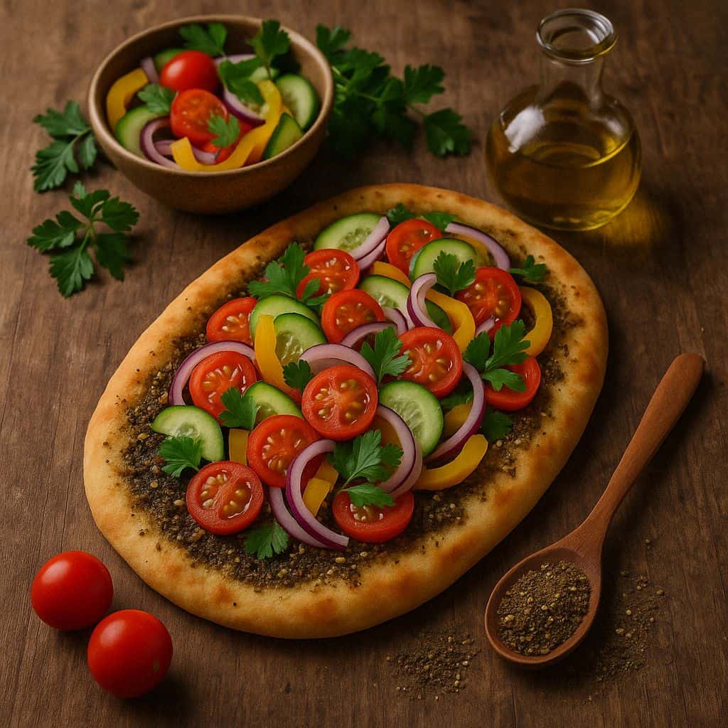 Libanese pizza met za'atar en groenten