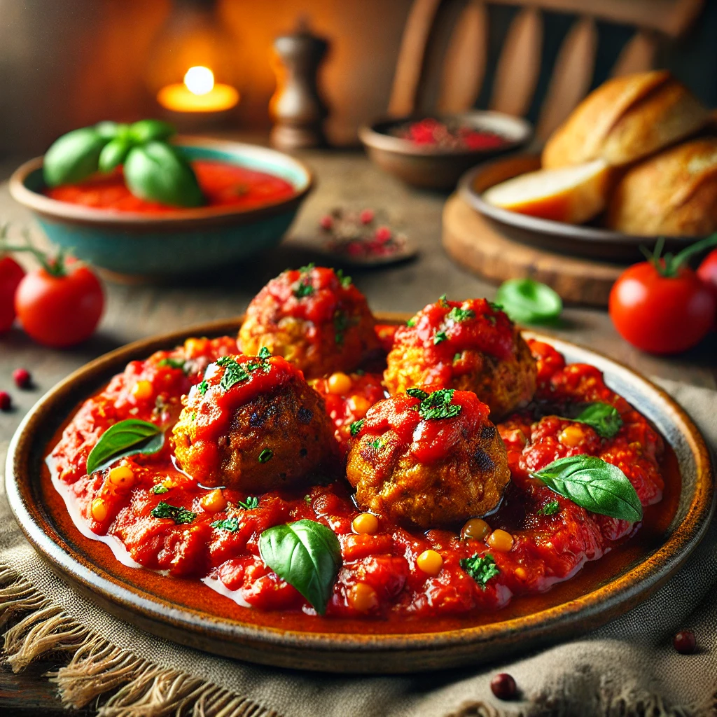 Linzengehaktballen in tomatensaus