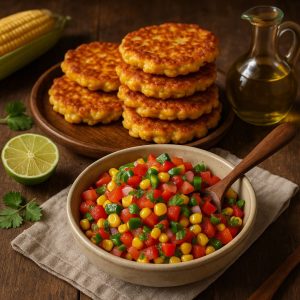 Maispannenkoekjes met salsa