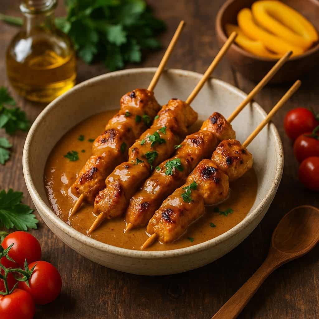 Malse kipsaté met pindasaus