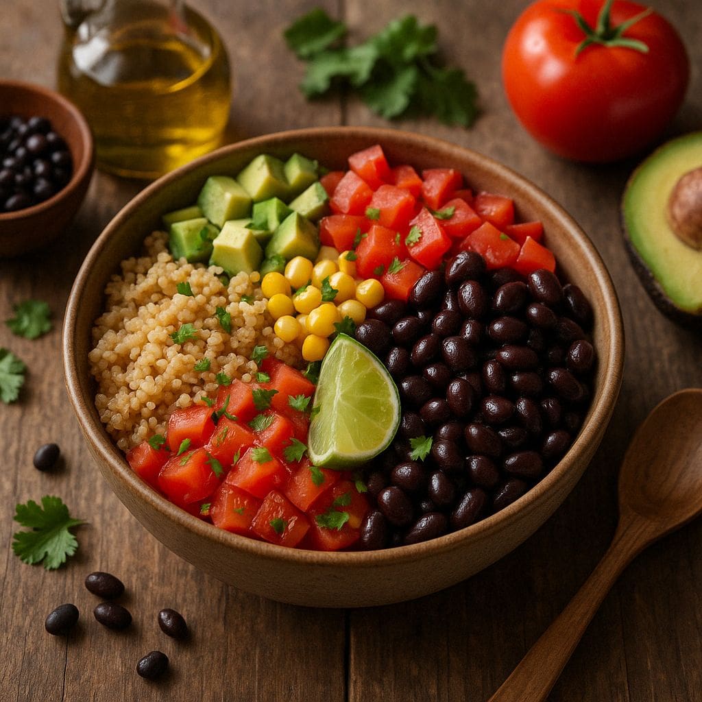 Mexicaanse quinoa bowl met bonen