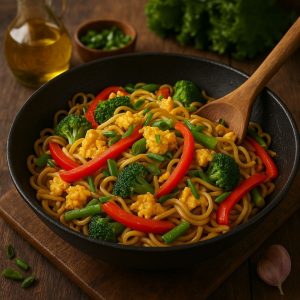 Mie-noedel wok met roergebakken eieren