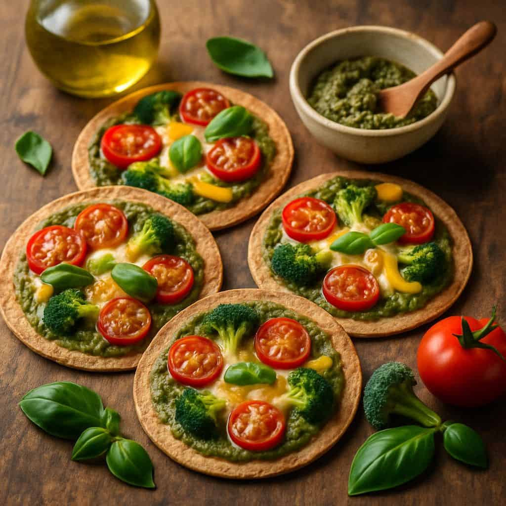 Mini pizza's met volkoren wraps en pesto