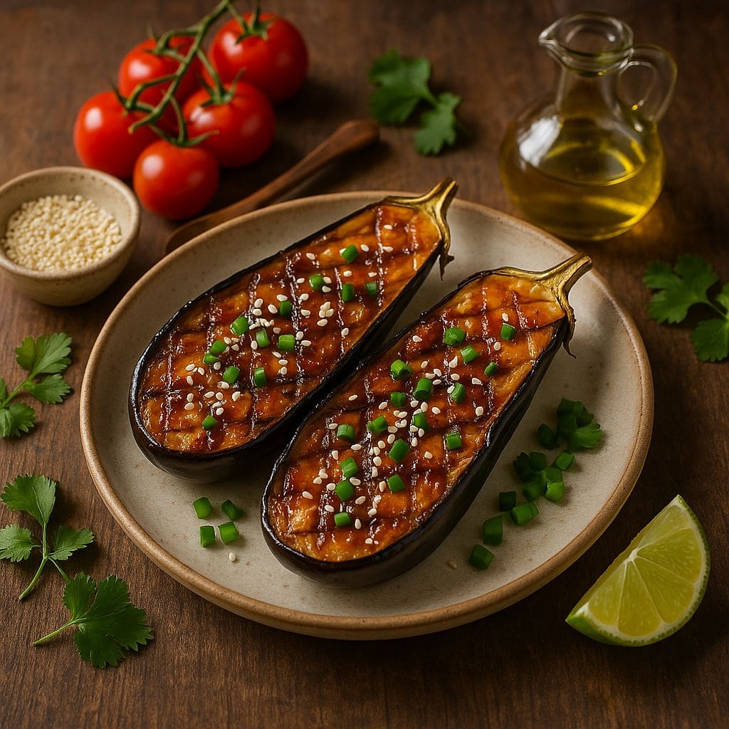Miso aubergine van de grill