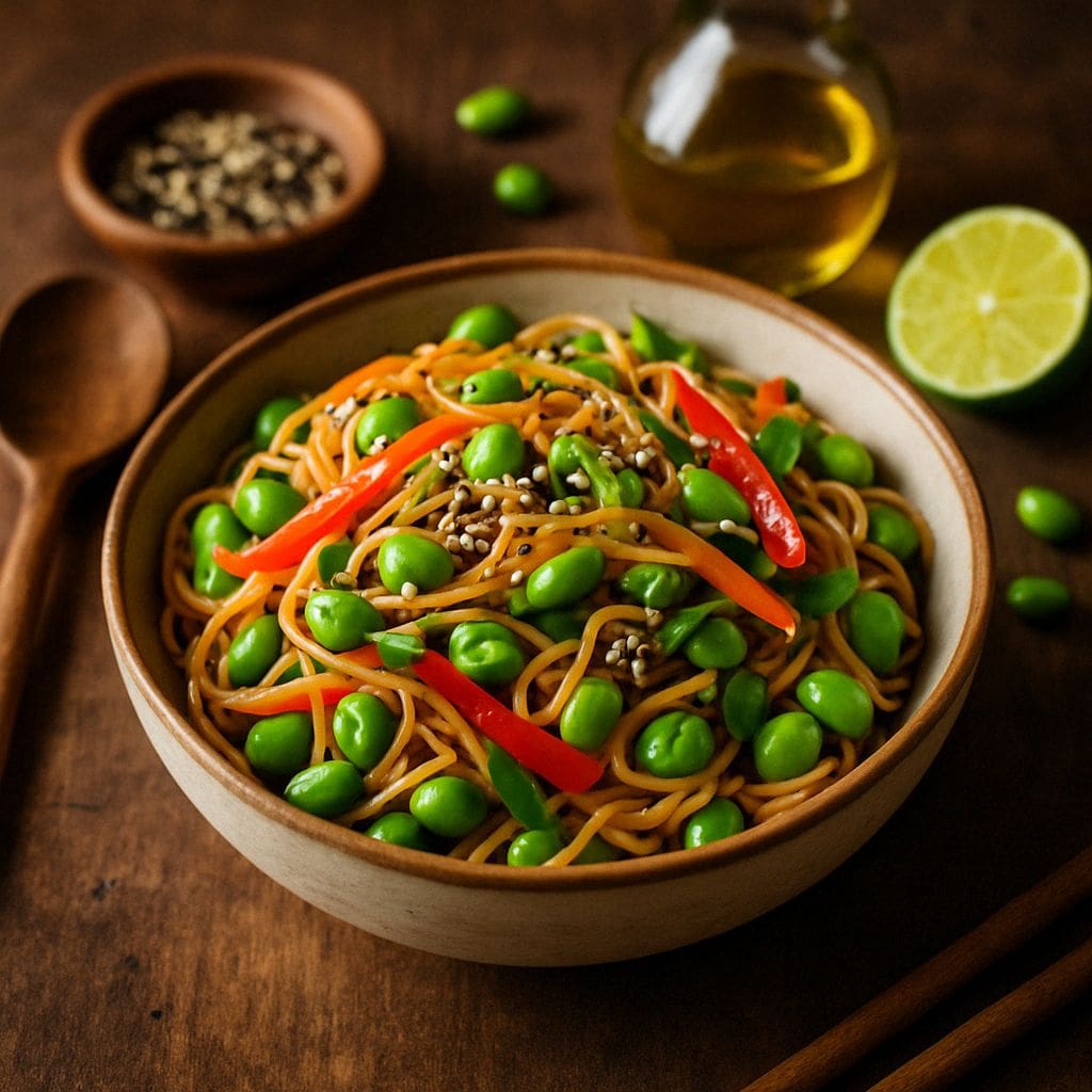 Noedelsalade met edamame en sesam