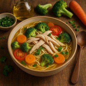 Noedelsoep met kip en groenten