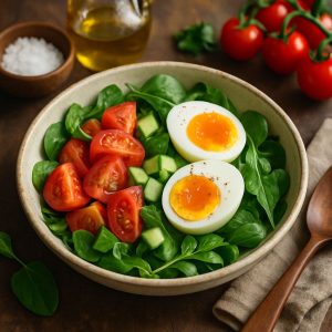 Ontbijtsalade met ei en tomaat