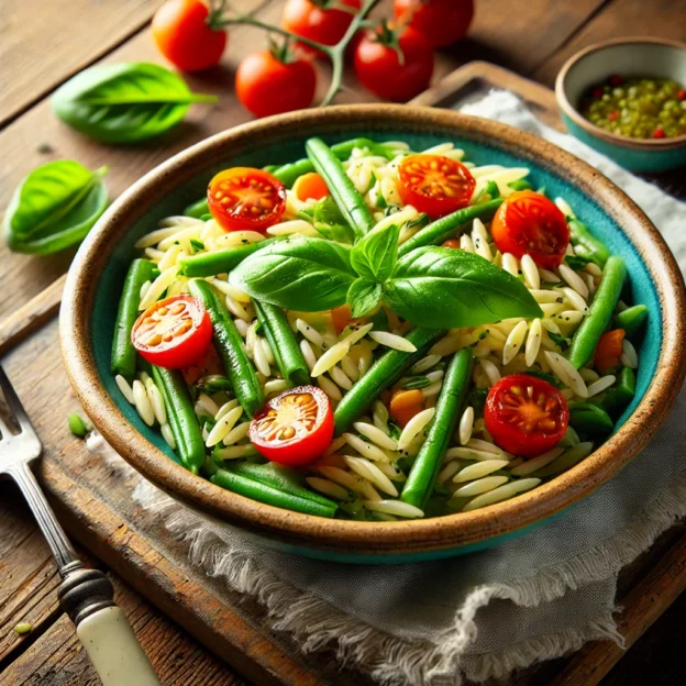 Orzo met Sperziebonen & Tomaat
