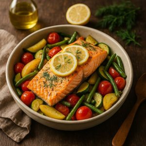 Ovengebakken zalm met citroen en dille