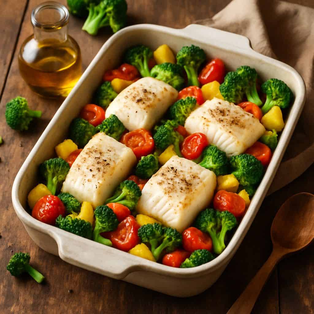 Ovenschotel met kabeljauw en broccoli