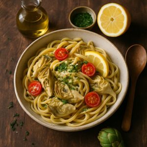 Pasta met artisjok en citroen