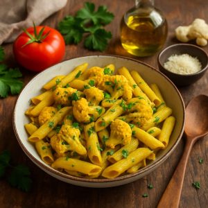 Pasta met bloemkool en kerrie