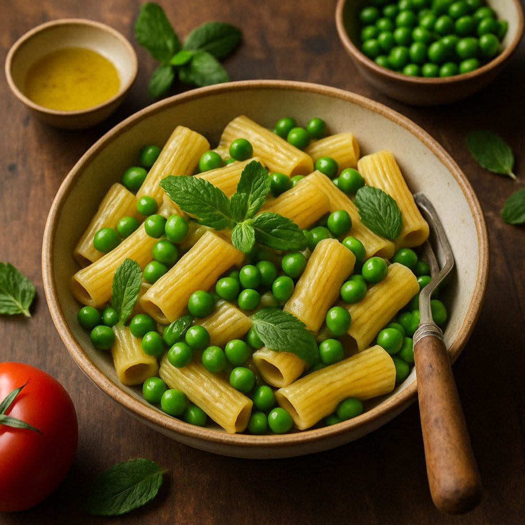 Pasta met erwten en munt