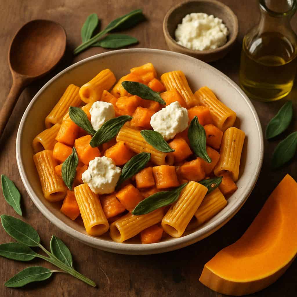 Pasta met pompoen, salie en ricotta
