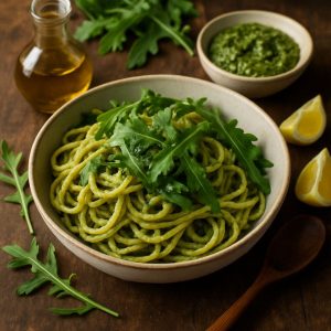Pasta met rucola en citroenpesto