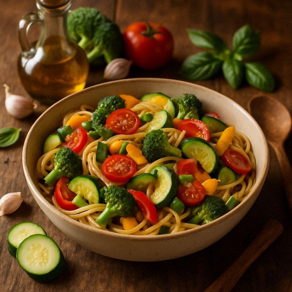 Pasta primavera met veel groenten
